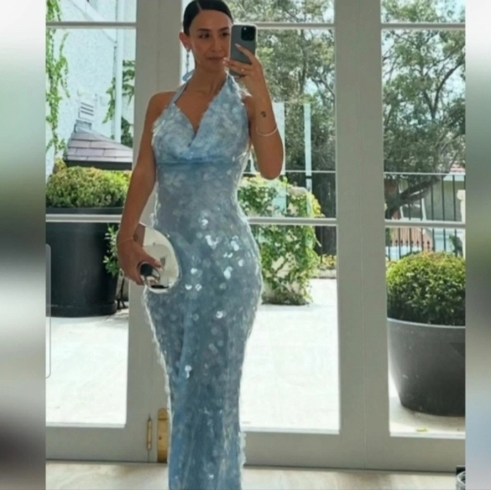 Rat & Boa Light Blue Sequin Maxi Dress - Picture 3 of 13